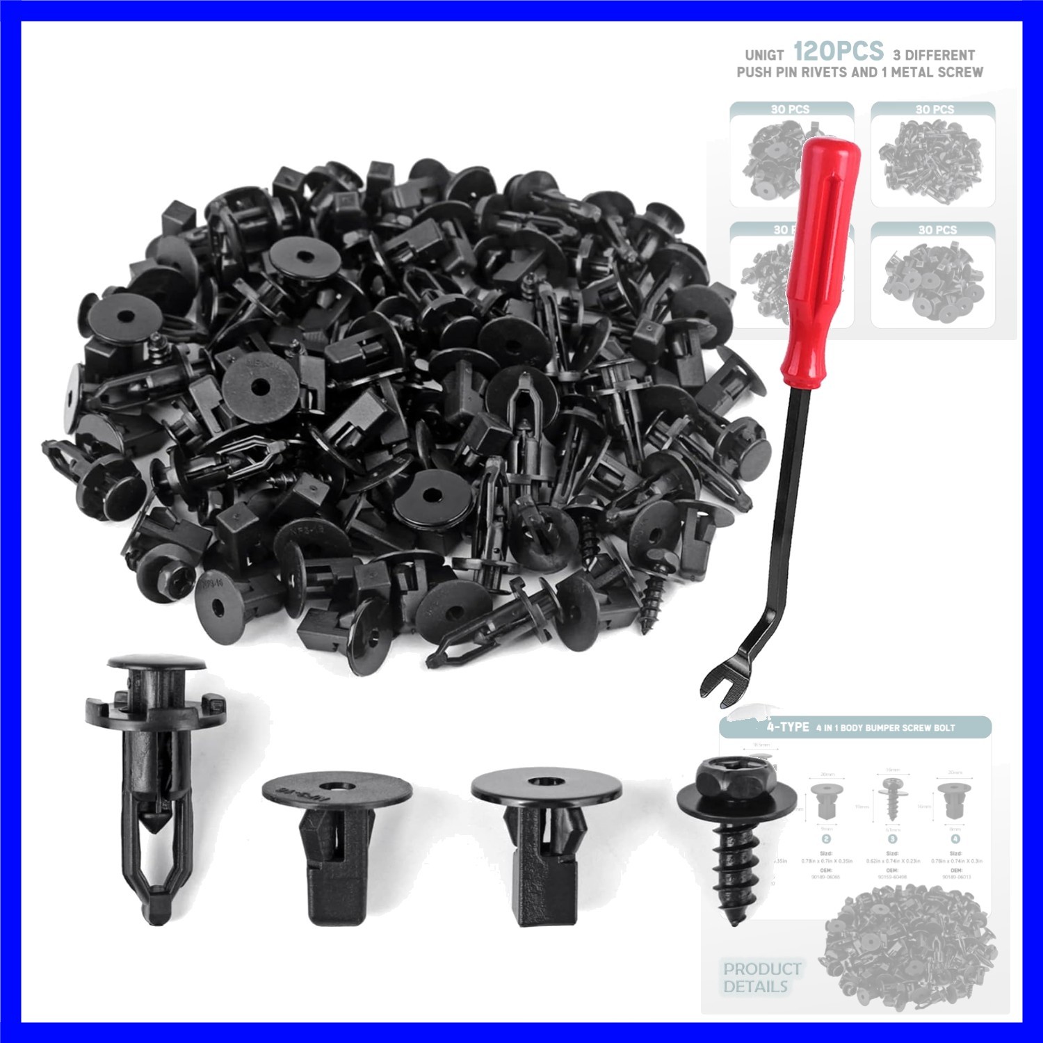 4 in 1 Body Bumper Screw Bolt 90159-60498 with 90189-06013 Fender Liner Clips…