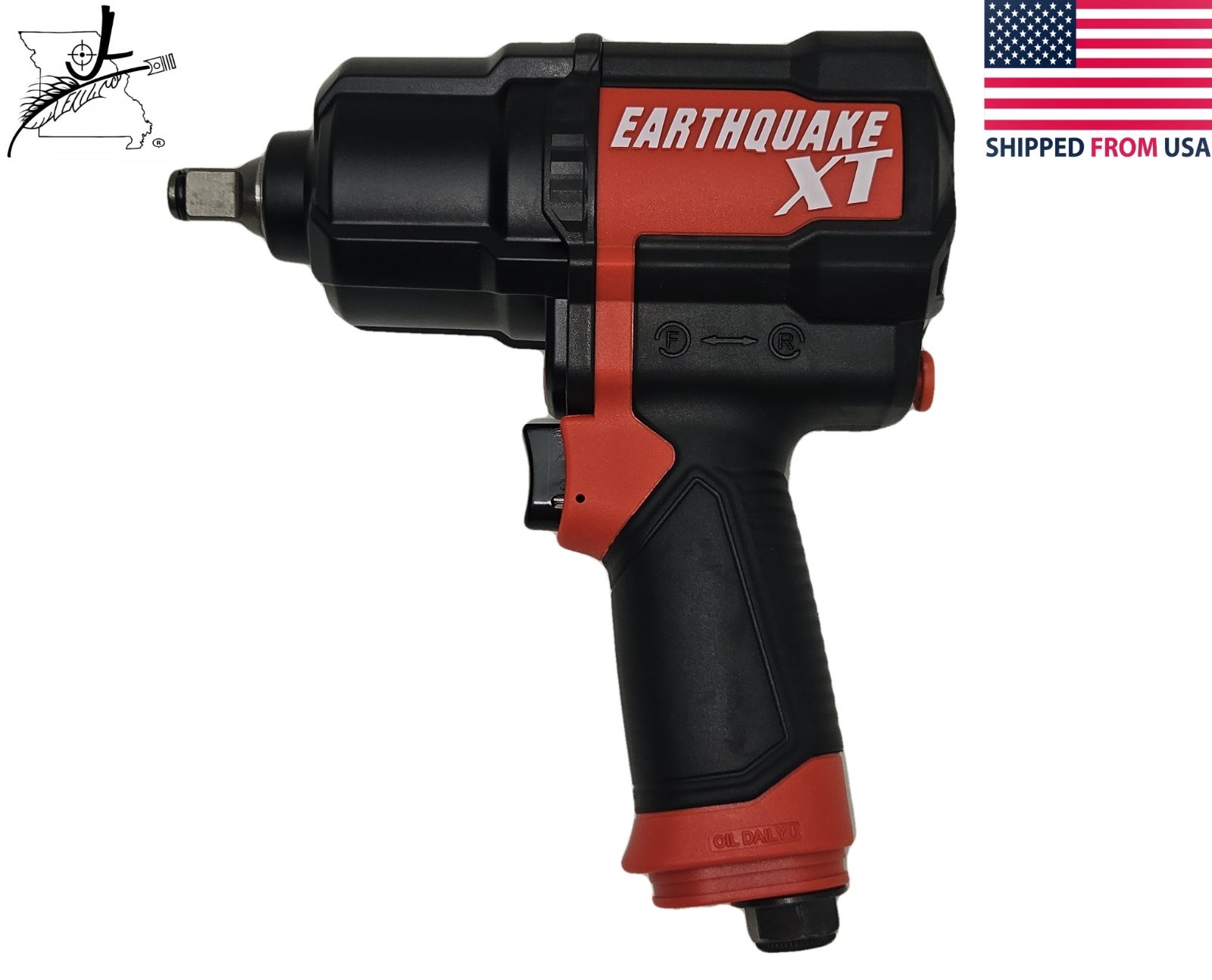 1200 ft lb 1/2″ Red Composite Air Impact Wrench Twin Hammer Rubberized 3 Speed