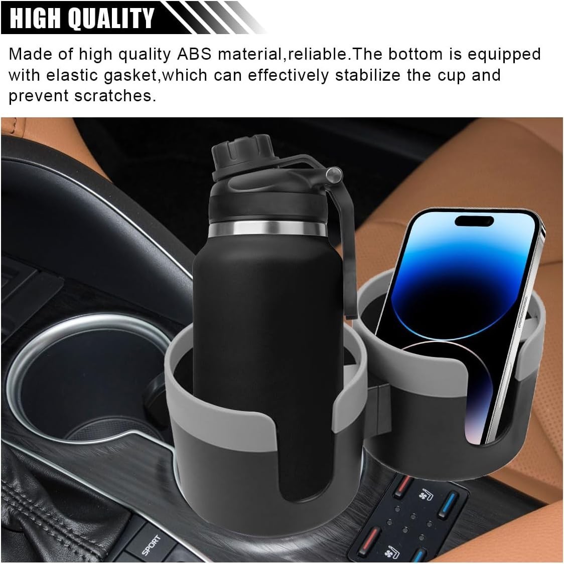 Car Double Cup Holder Extender 2-in-1 Car Cup Holder Adapter with Adjustable …