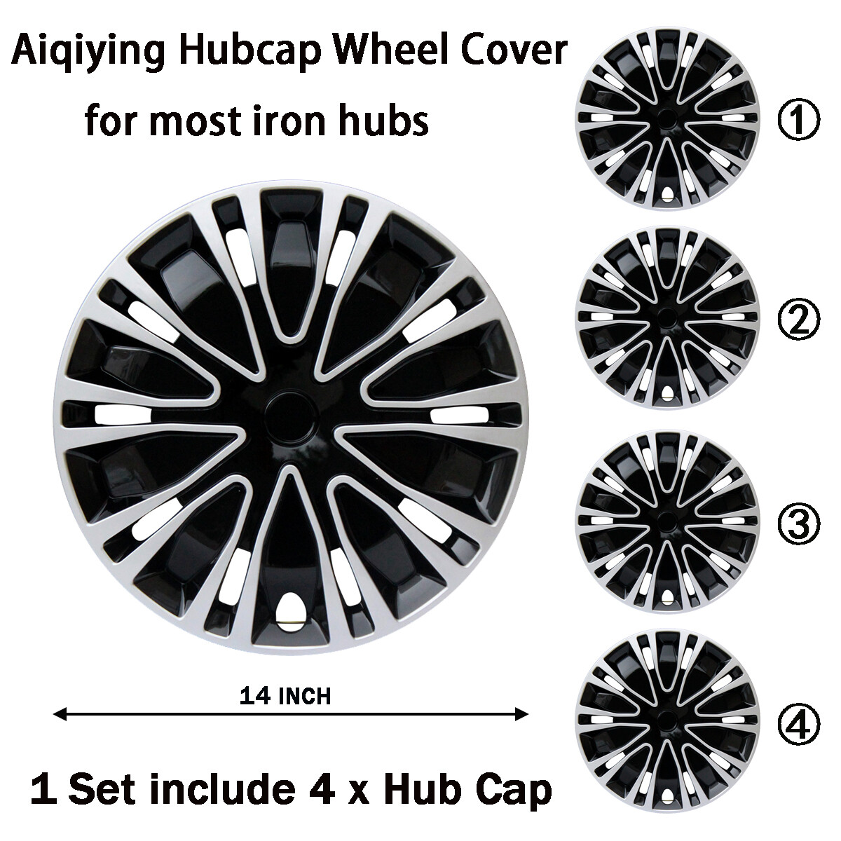 Set of 4 New 14″ Hub Cap Rim Wheel Cover Fit for 2019 – 2021 ALTIMA Silver&Black