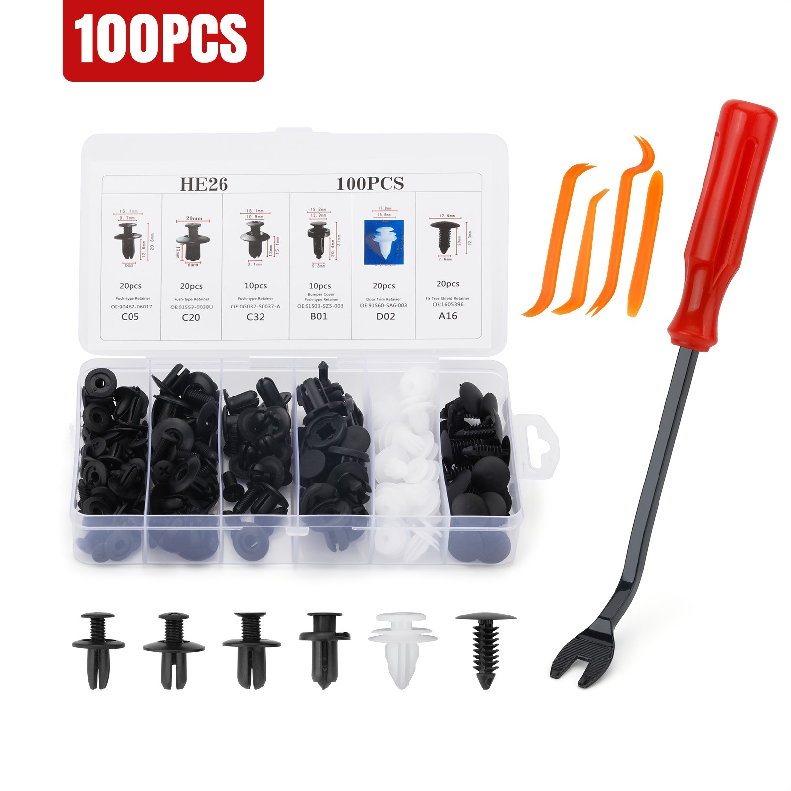 For Lexus Toyota 100PCS Car Body Bumper Rivet Retainer Trim Fender Push Pin Kit
