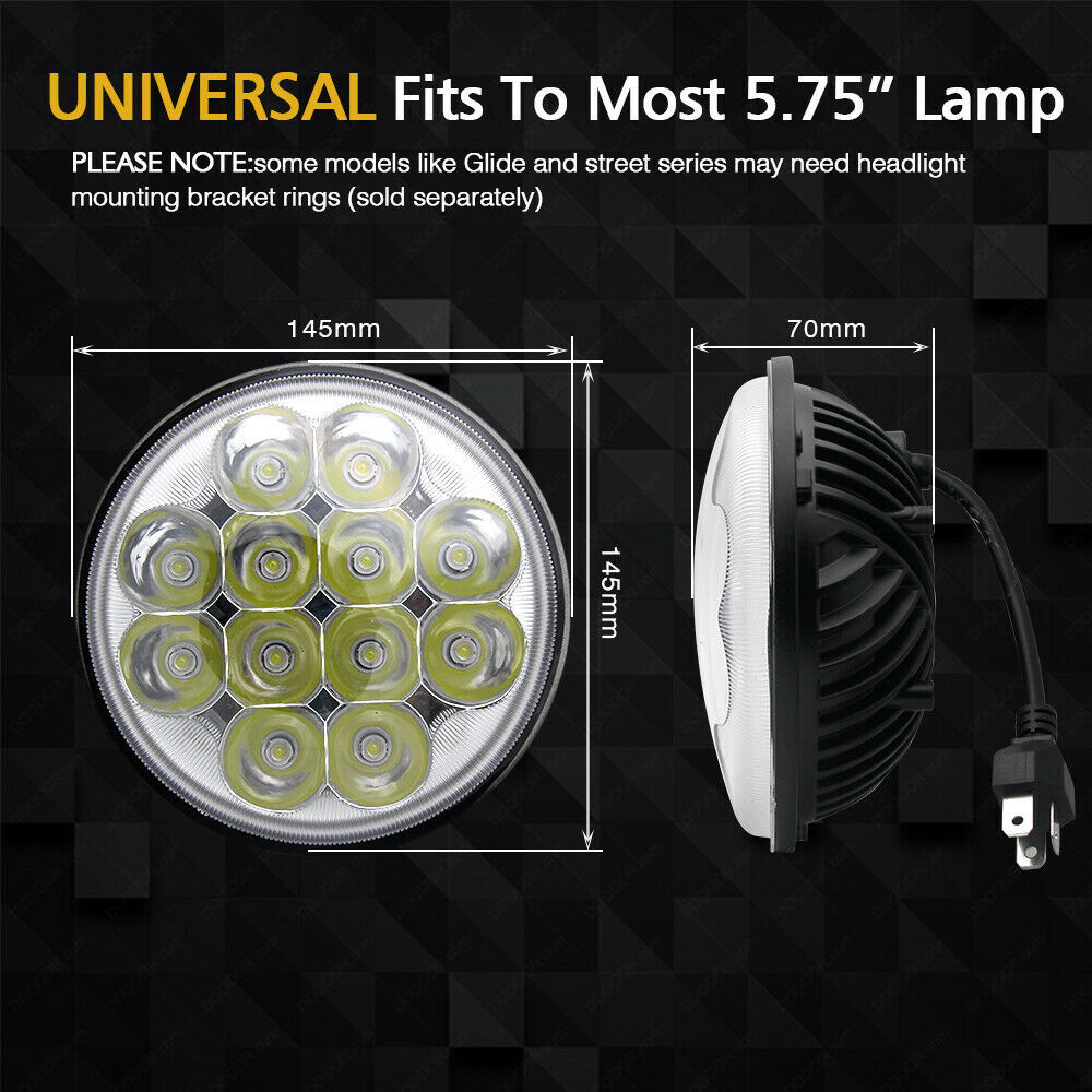 4PCS 5.75″5 3/4Inch Round LED Headlights Hi-Lo Sealed Beam For Ford Mustang 1969