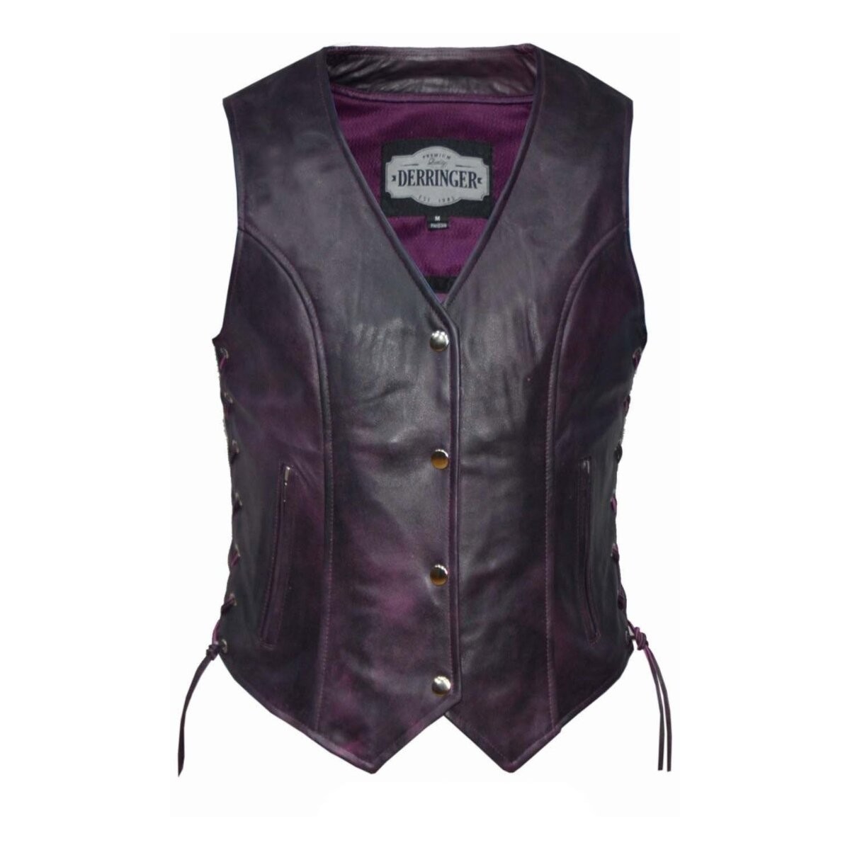 Unik International Women’s Purple Leather Derringer Side Lace Vest- 6897.17XXL