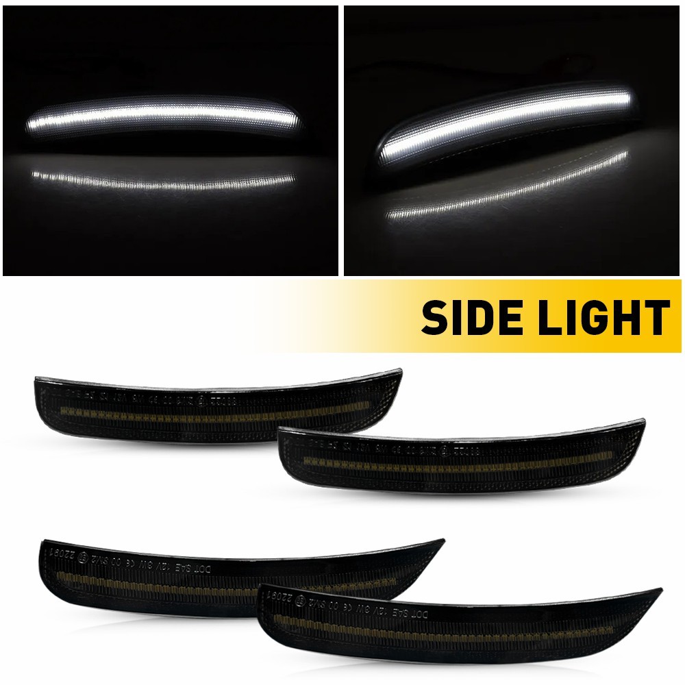 For 2015-2023 Chrysler 300 Front Rear LED Bumper Side Marker Light Lamp Smoked