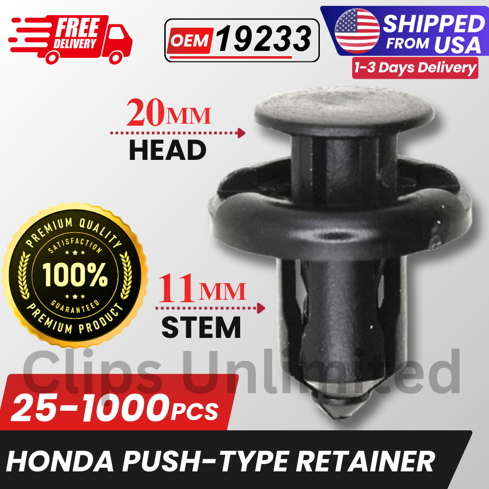 A 19233 Push Retainer Clip 20mm Head 10mm Hole Honda 91503SZ3003, 25-1000PCS