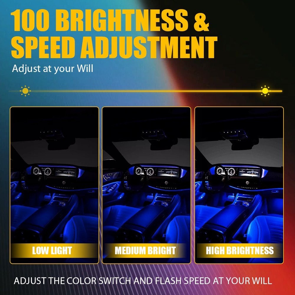 8M LED Light Neon Trim Glow Optic Strip Fiber Car Interior Ambient Lighting APP