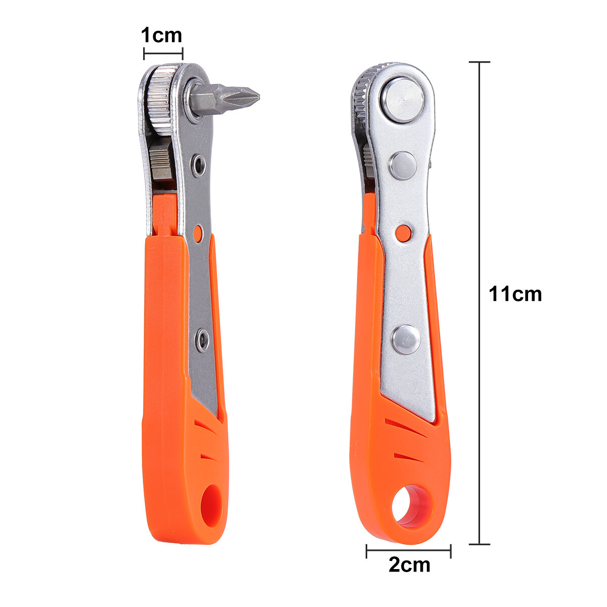 Ratcheting Right Angle Screwdriver Hex Drive 90 Degree Offset + 10pcs Bits Set