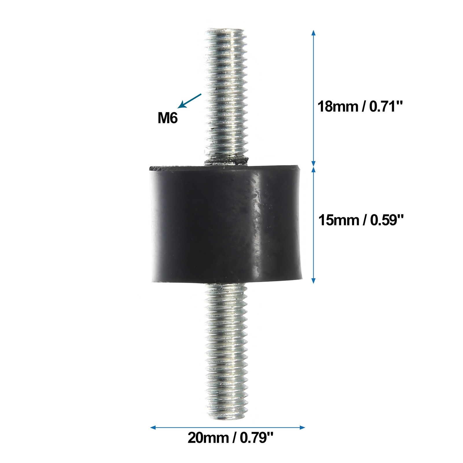 Universal M6 Car Anti Vibration Rubber Isolator Damper 20x15mm Pack (4)