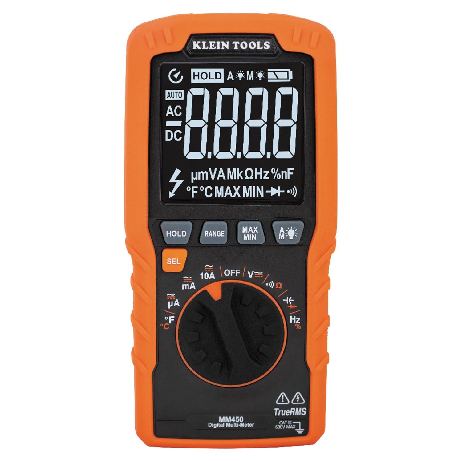 MM450 Slim Digital Multimeter Reverse Contrast Display with Lead Alert