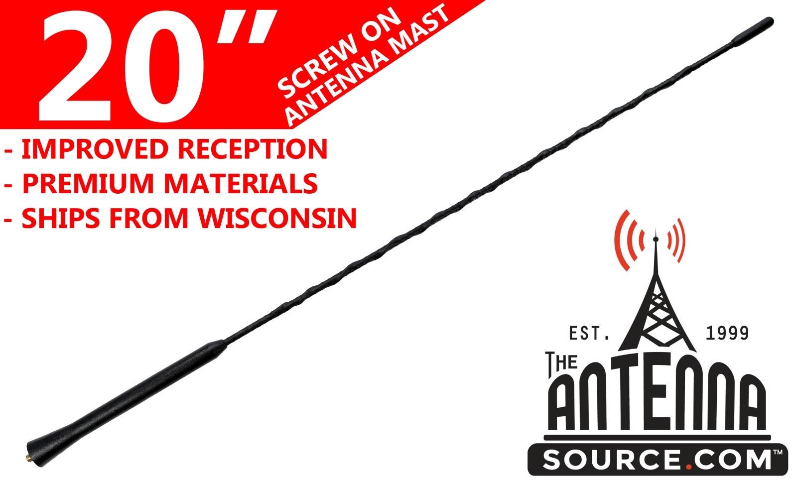 20″ FUBA STYLE ANTENNA MAST – FITS: 2012-2015 Scion iQ