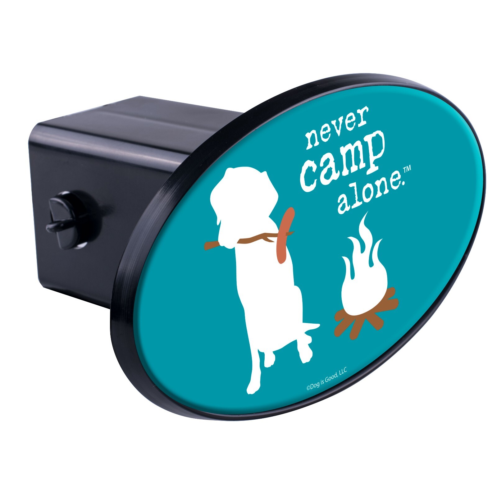 Never Camp Alone 3D Polyurethane Domed Plastic Hitch Cover Car-SUV 2″ Receiver