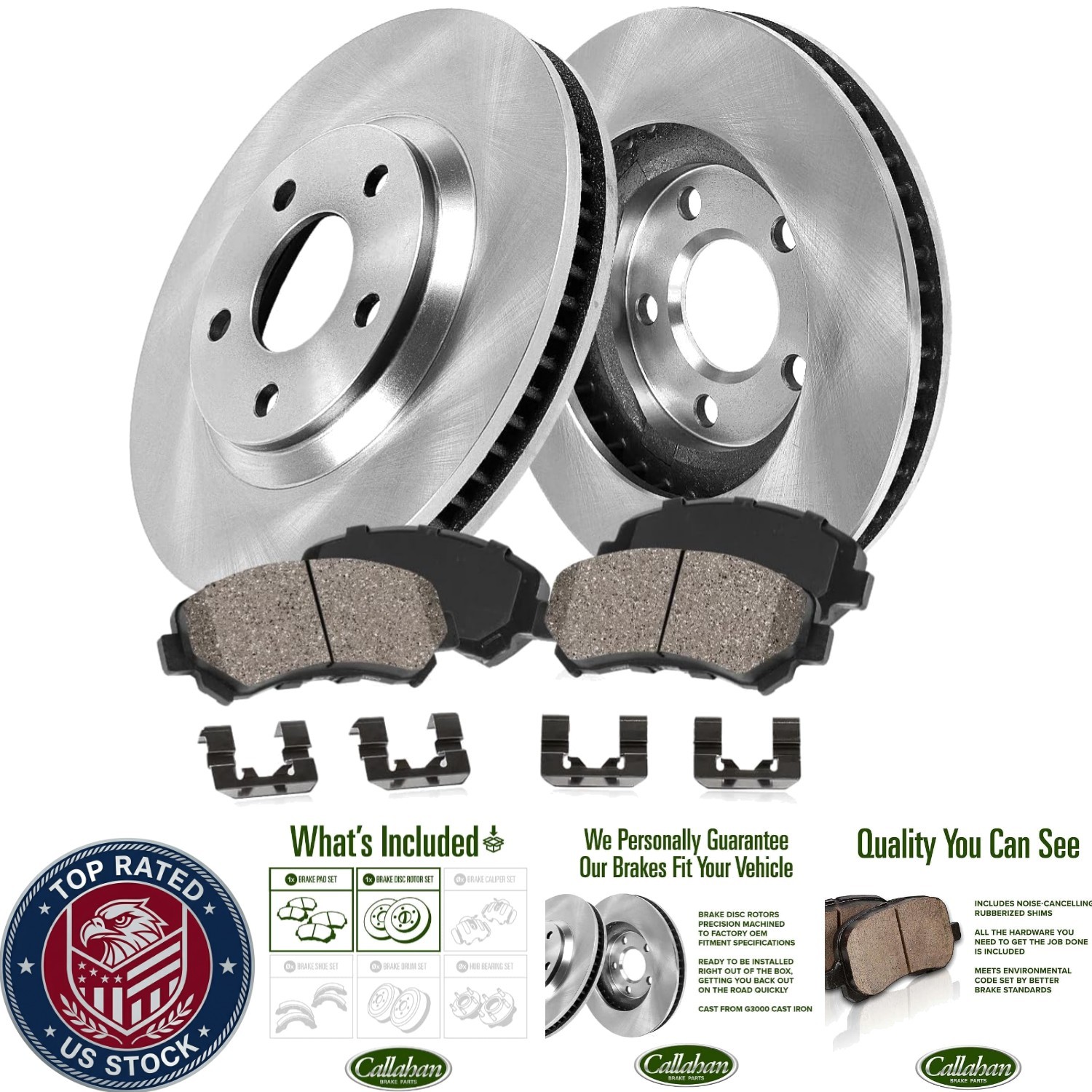 Precision Machined Front Brake Kit with Ceramic Pads for Honda & Acura Vehicles