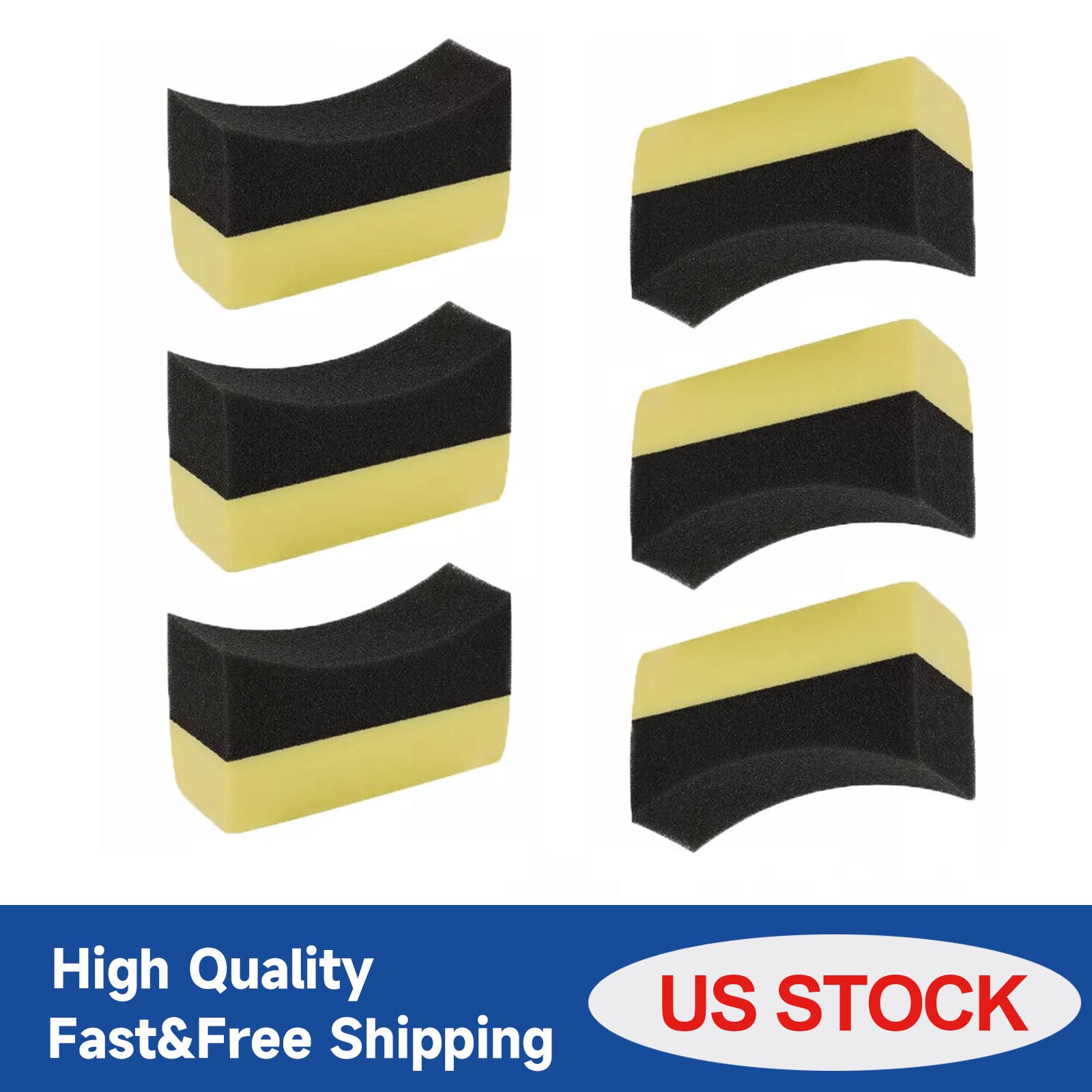 6X Tire Dressing Applicator Pads Car Contour Sponge Gloss Shine Protectant Wheel