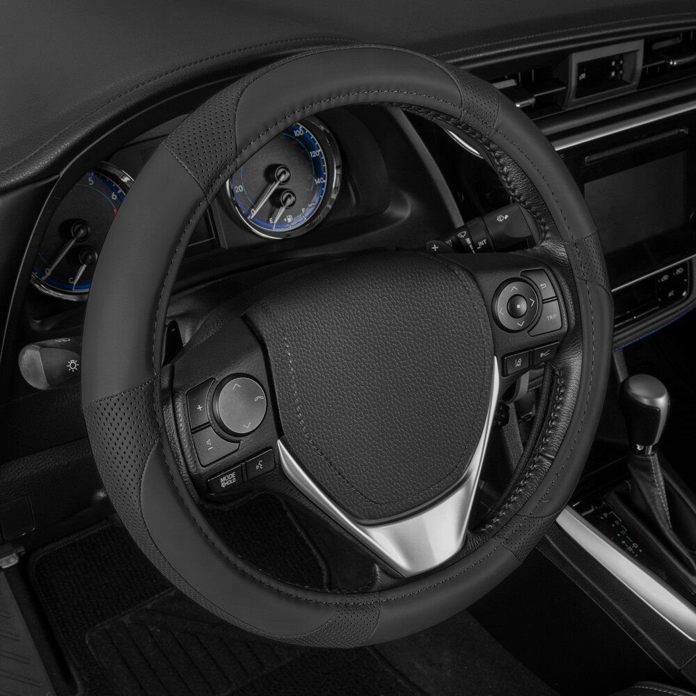 Motor Trend Ergonomic Grip Premium Leather Steering Wheel Cover Universal Fit
