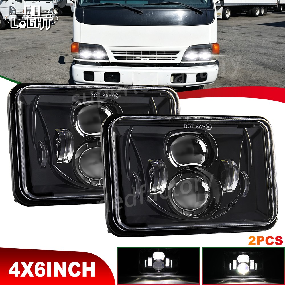 Super Bright 4pc 4×6″ inch LED Headlight Projector for Isuzu NPR 1991-2005 Truck