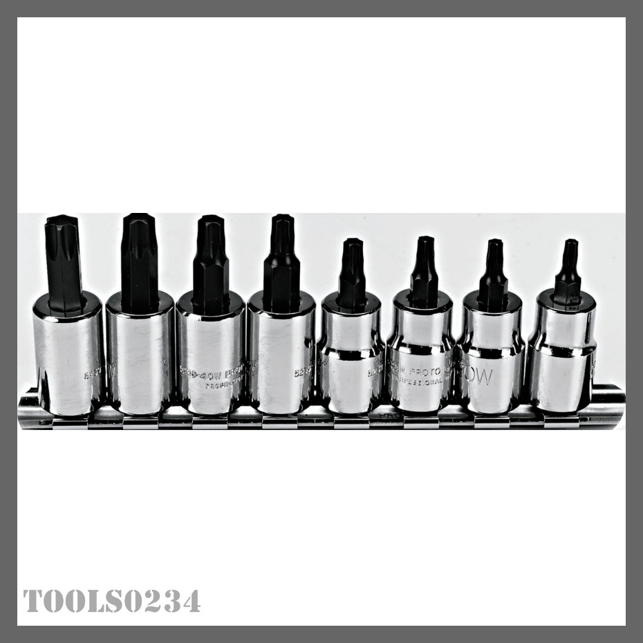 J5239C 3/8″ Drive TORX Proto 8 Piece Bit Socket Set w/Holder T15 – T50