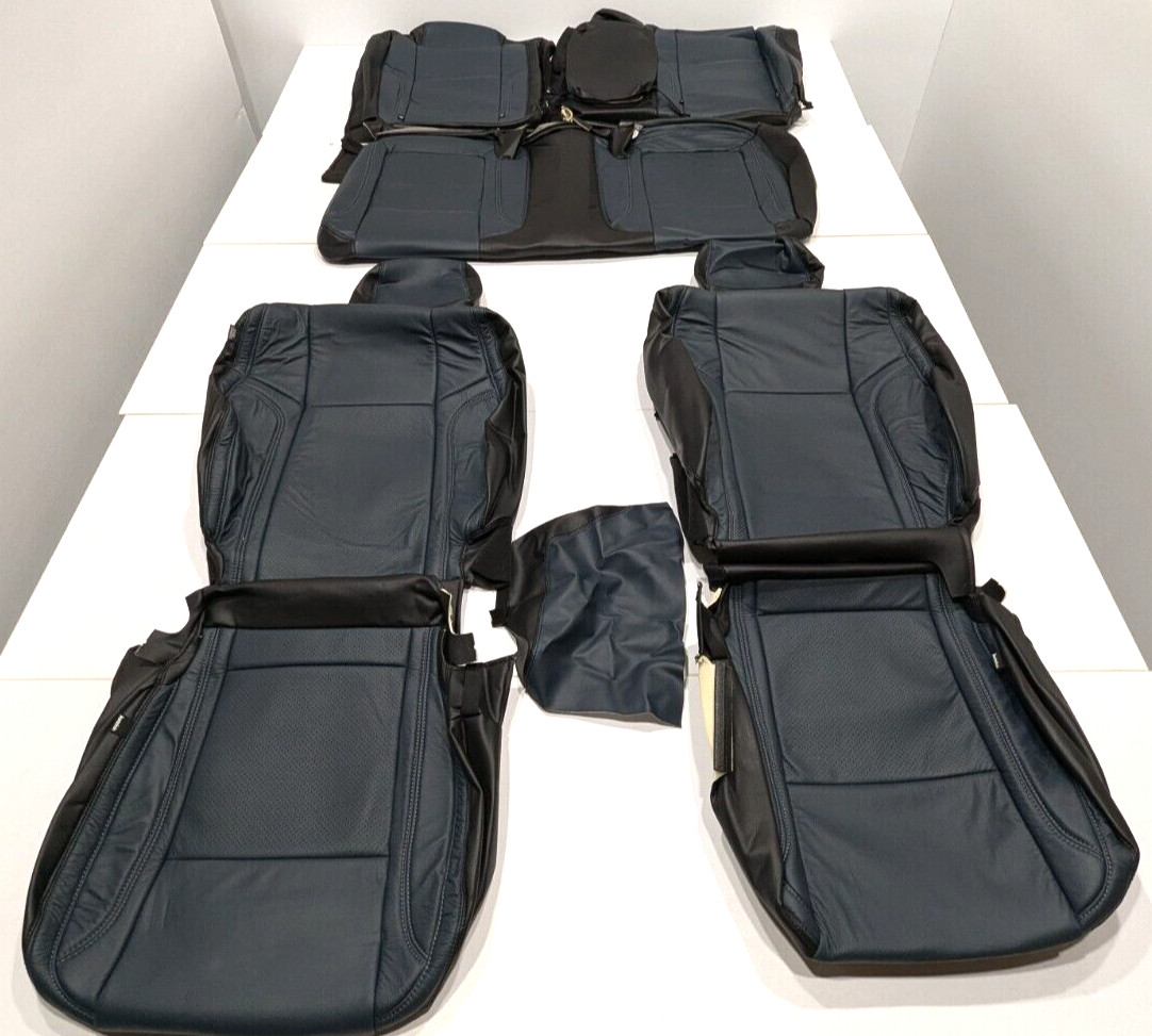 For Dodge Challenger SRT Hellcat 2015-2023 Blue Black Leather Seat Covers C10