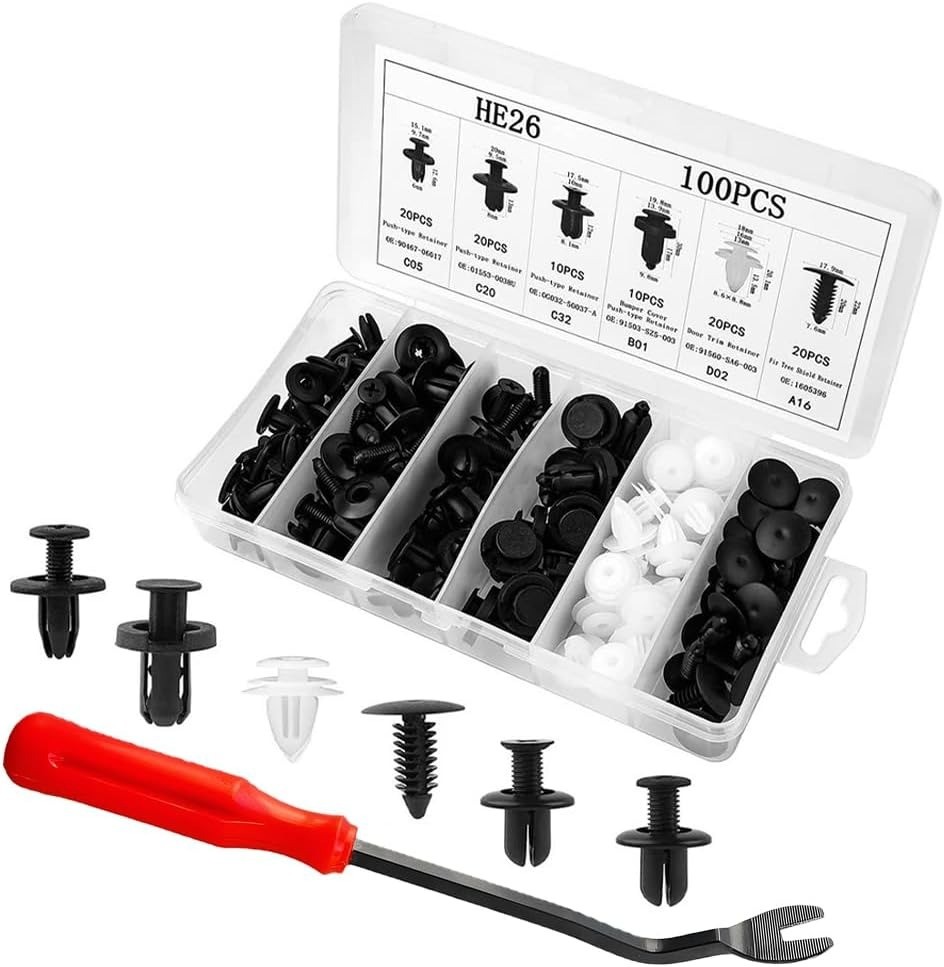 100PCS SET BUMPER FENDER LINER PUSH TYPE RETAINER CLIP W/BOX FOR TOYOTA FASTENER
