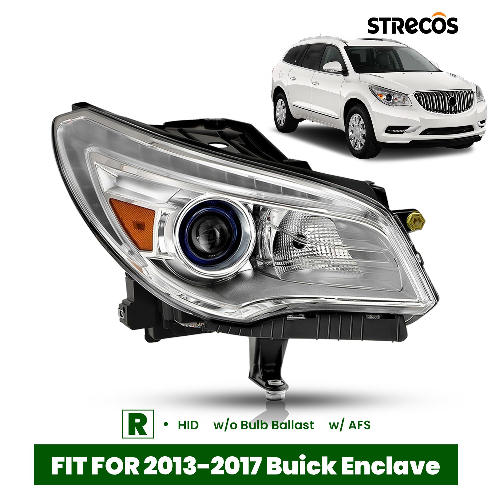 For 2013-2017 Buick Enclave HID/Xenon Headlight w/AFS w/o Bulb Passenger Side