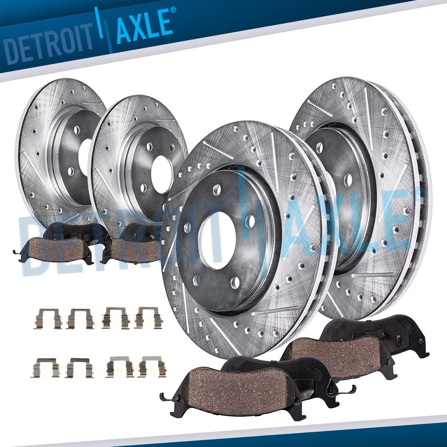Front Rear Drilled Rotors Ceramic Brake Pads for Sebring Avenger Eclipse Talon