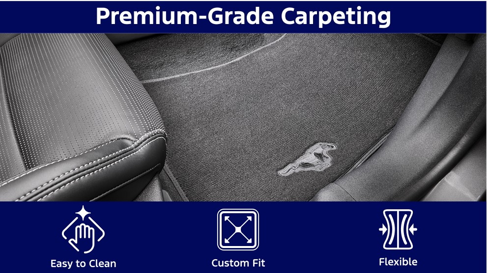 Mustang® 2015-2024 Black Rug Front Driver Passenger Side Carpet Floor Mat Set