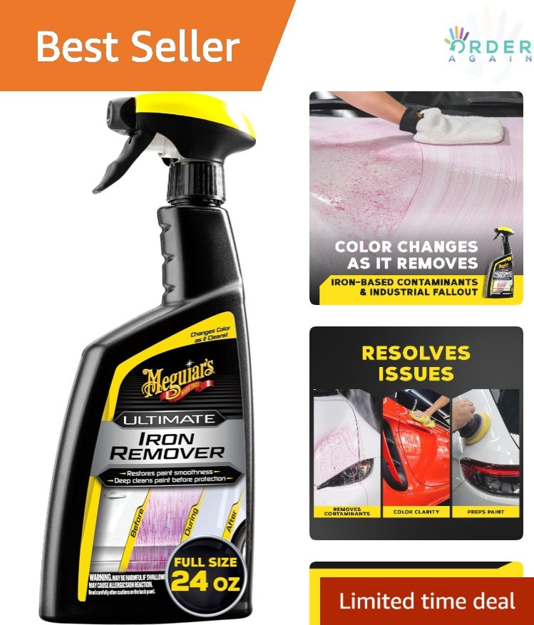 Car Iron Remover Chemical, 24 Oz, Removes Embedded Iron, Fallout, Contaminants