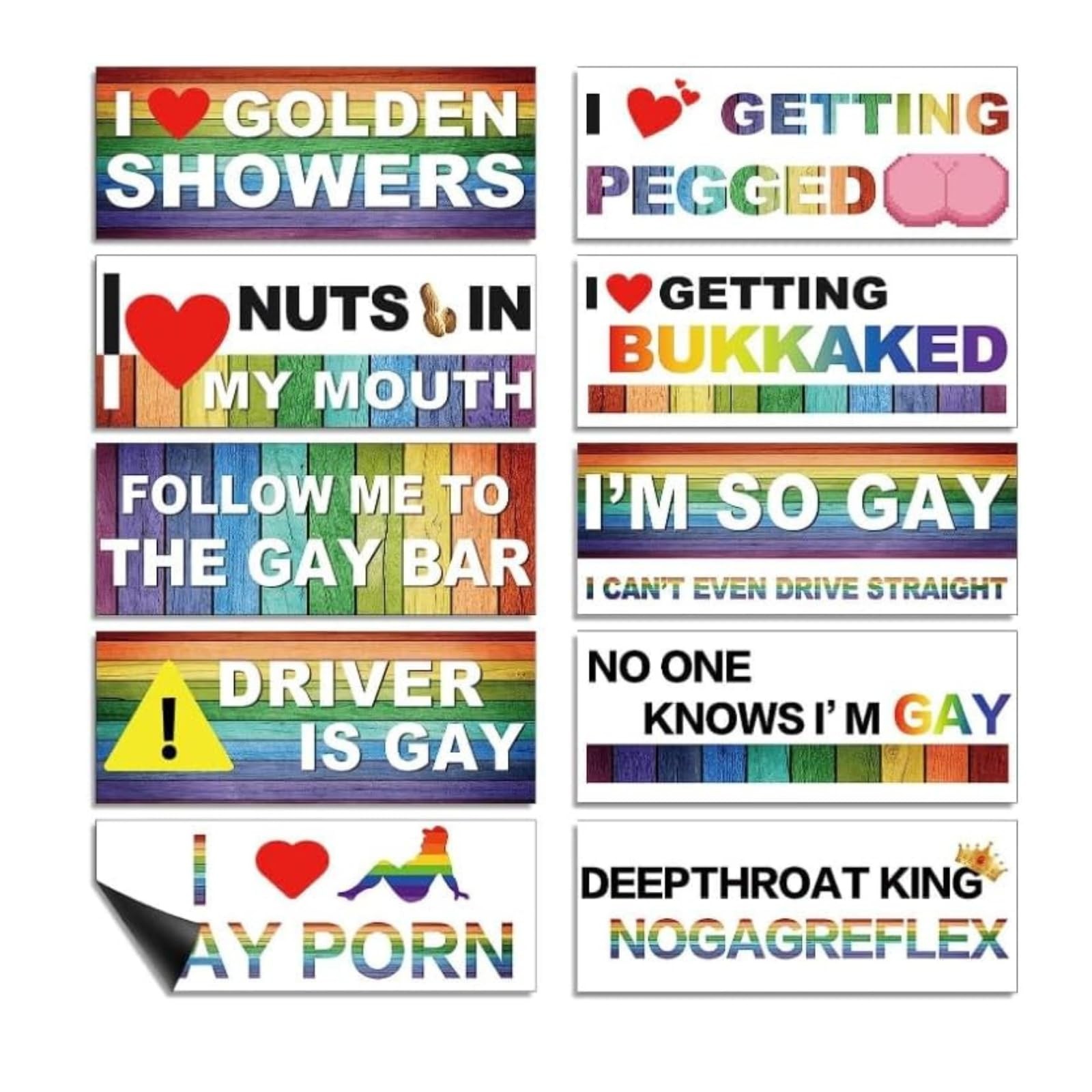10-Pack Personalized Fun LGBT Bumper 7.87 x 3.15 inches, Classic Style