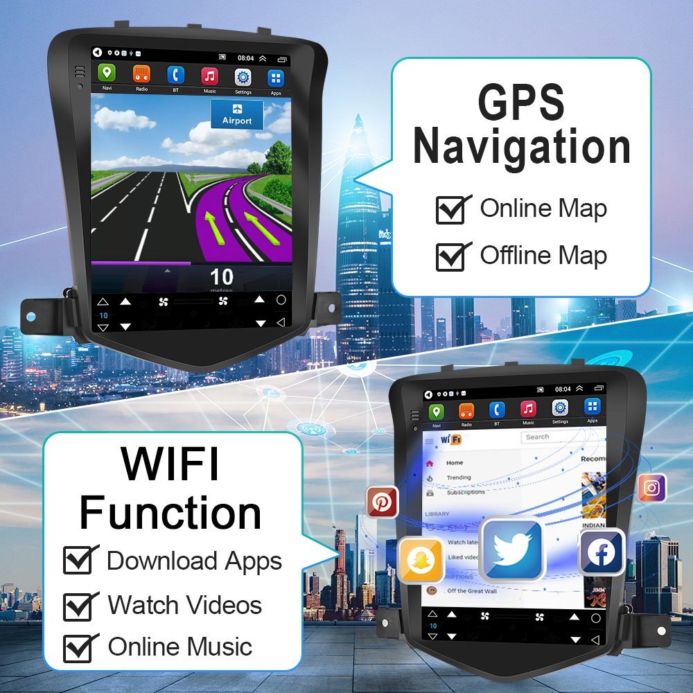 For Chevrolet Cruze 2009-2015 Android 15 Car Radio GPS Navi Wifi Carplay Stereo