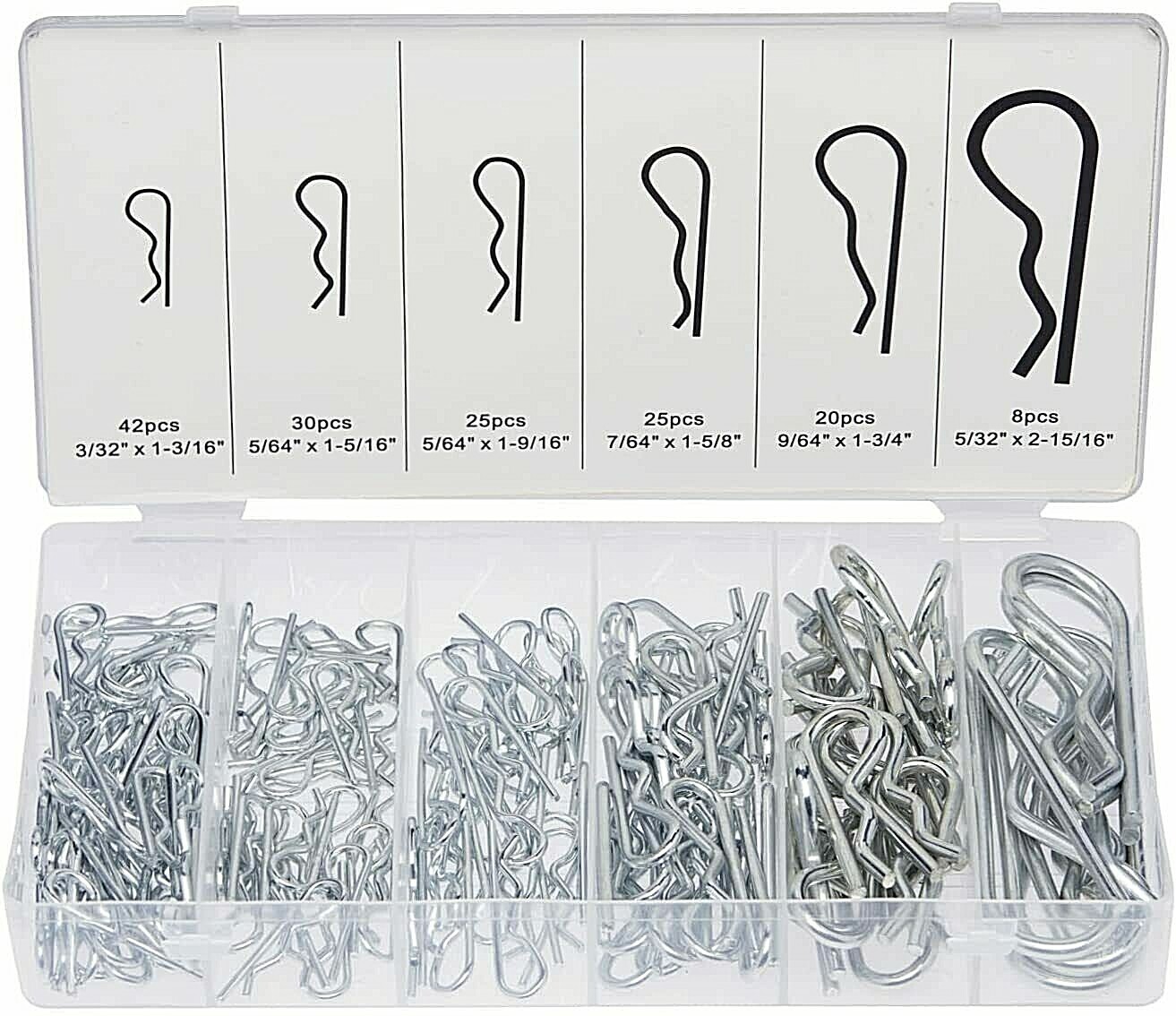 150 pc Hair Pin Mechanical Hitch Hair Cotter Pin Tractor Clip Assortment