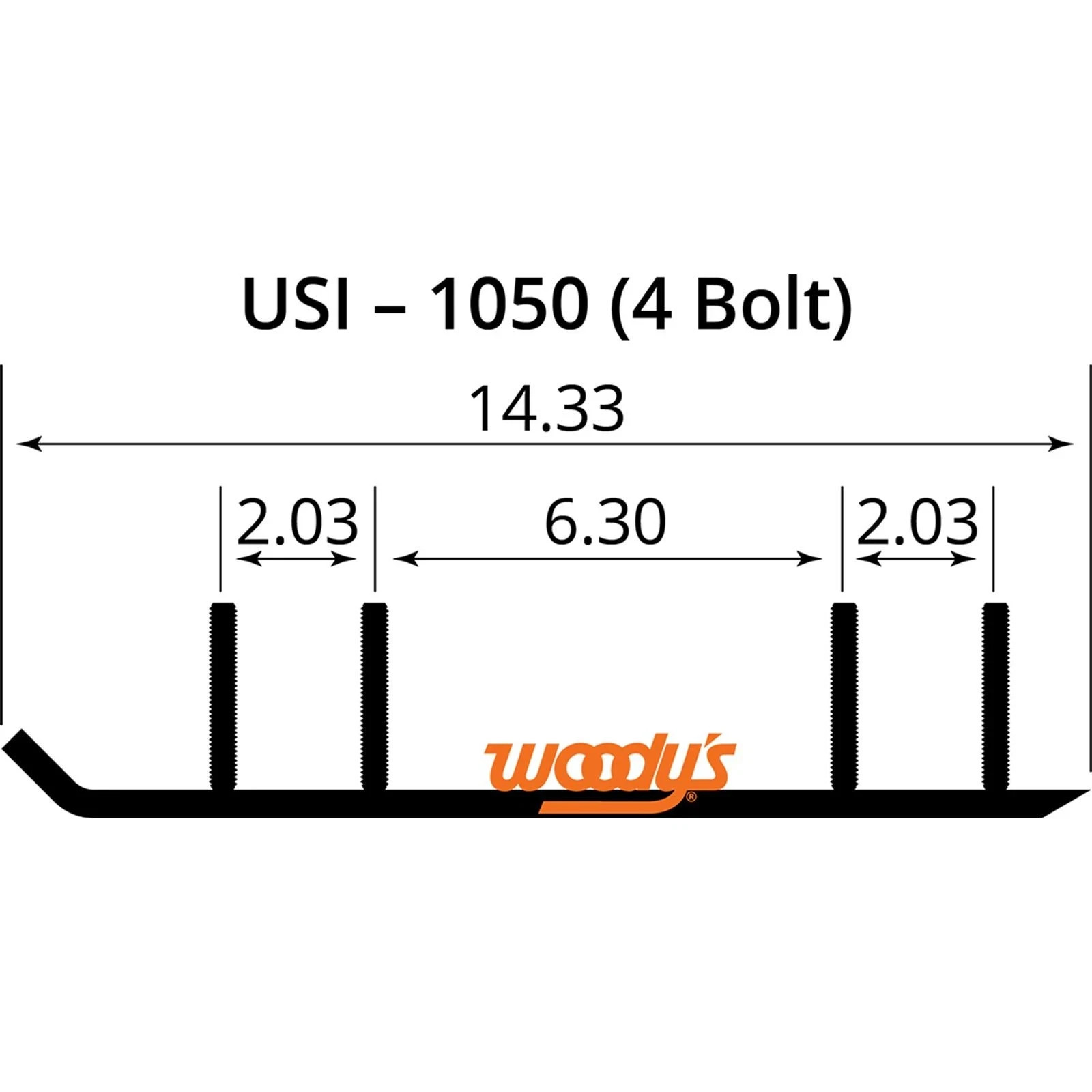 WOODYS Executive Flat-Top 8″ Carbide Runner USI Skis 4-Bolt WSI-1050-4B