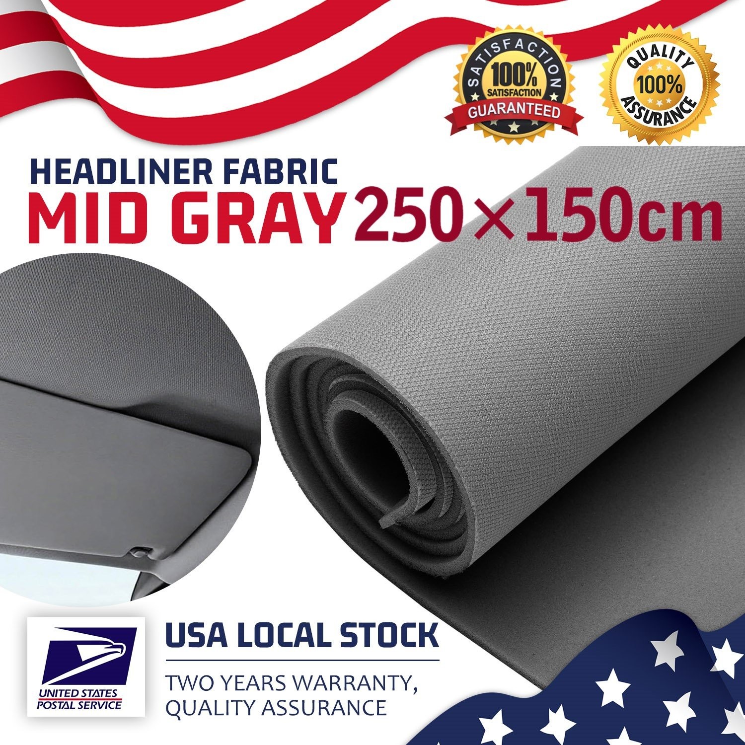 Headliner Fabric Material with Foam Backing for Jeep 84-01 Interior Replacement