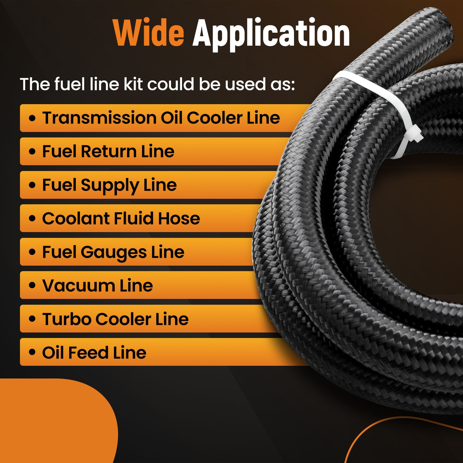 16AN Hose Fuel line 5 feet with Nylon braided fuel hoses 90 Degree 45 Degree 1PX