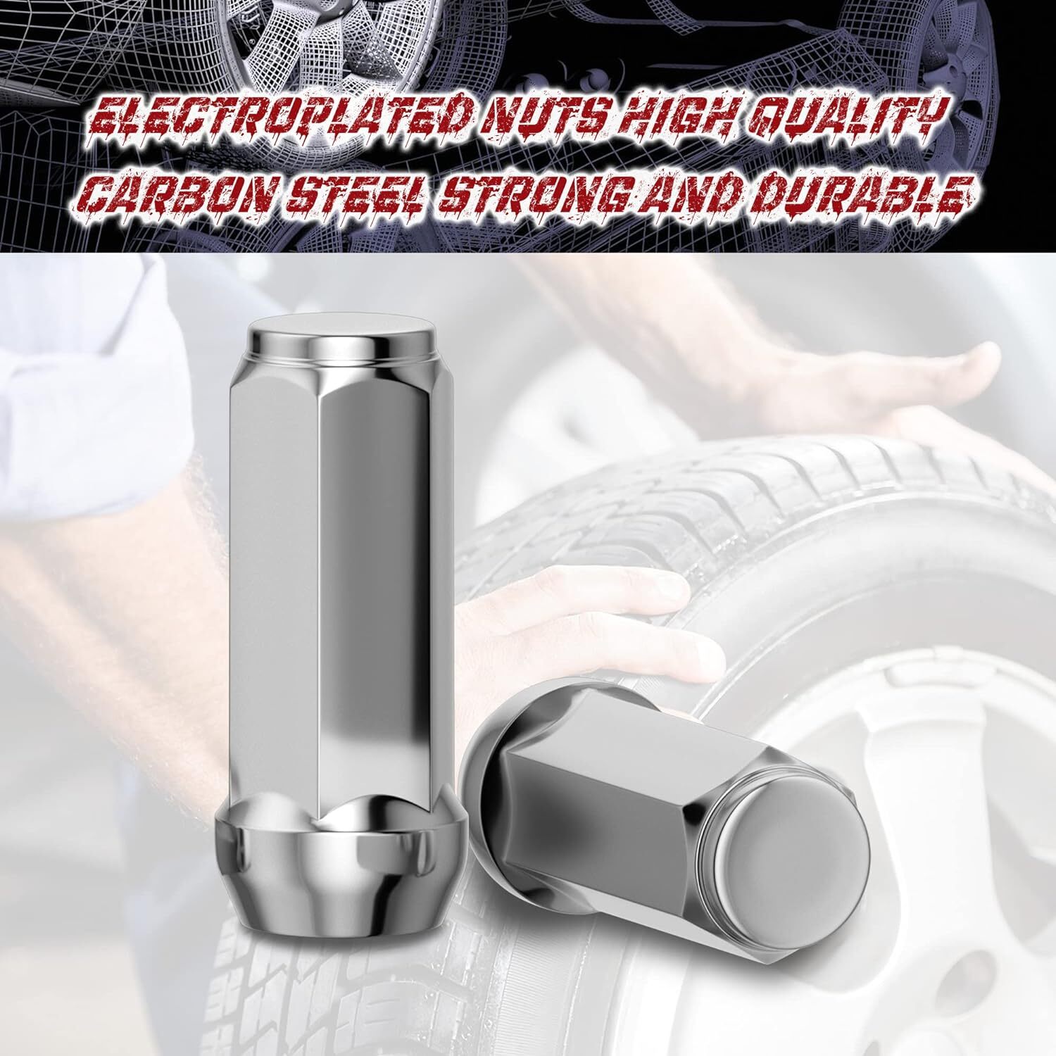 20PCS Chrome Bulge Acorn Lug Nut 1/2×20 2″ Long Closed End For 5×4.5 5×5 5×5.5