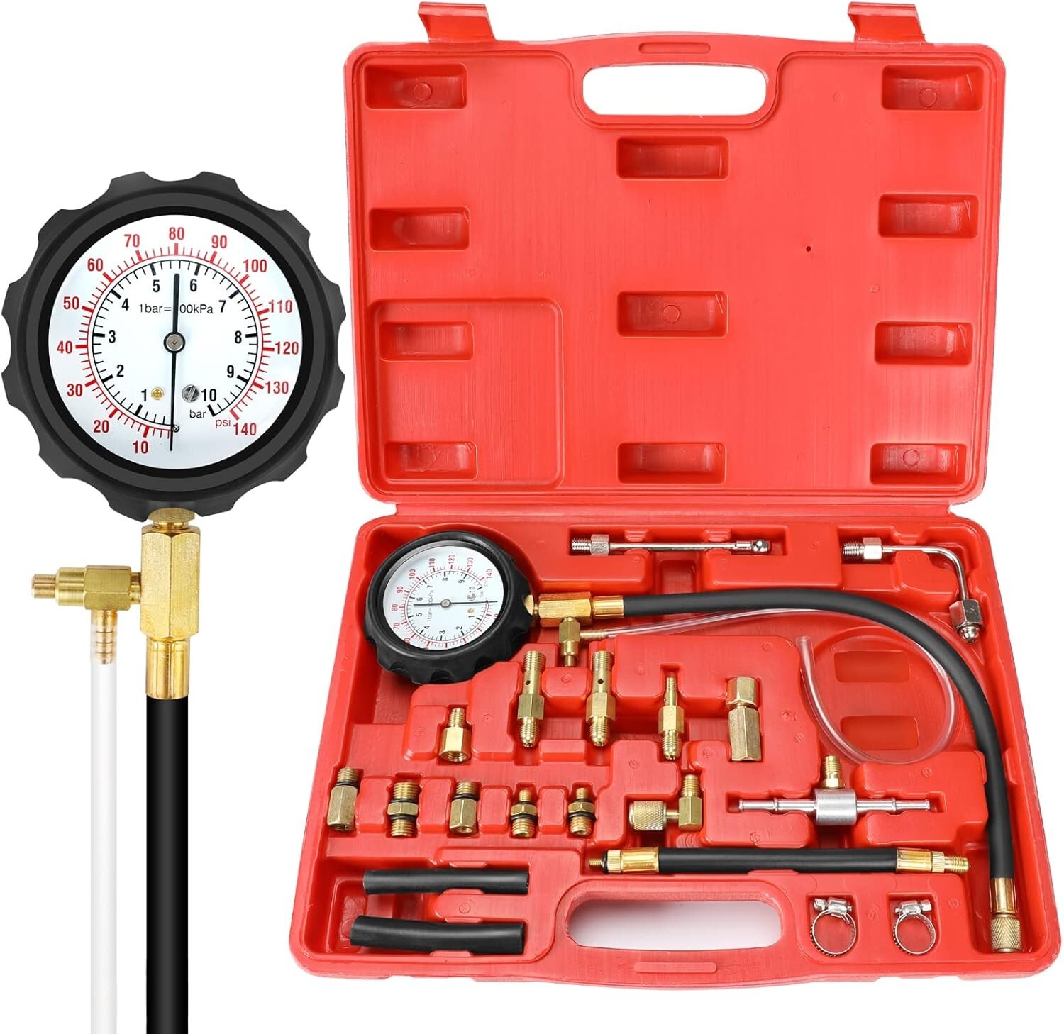 Universal 0-140 PSI Fuel Injector Pressure Tester Kit – Durable & Compact Design