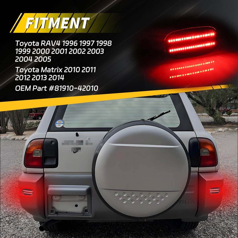 Smoked Red LED Rear Bumper Reflector Lights For 96-05 Toyota RAV4 & 10-14 Matrix