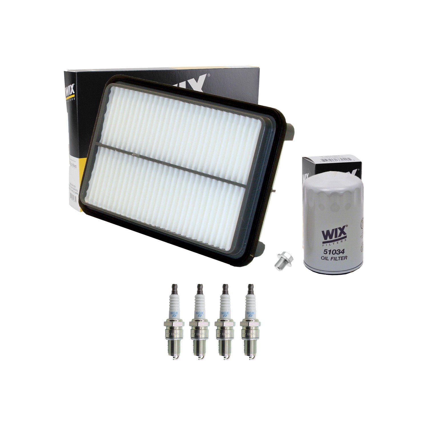 Wix Engine Air Oil Filter & NGK 4 Standard Spark Plugs Kit for Toyota Van L4 Gas