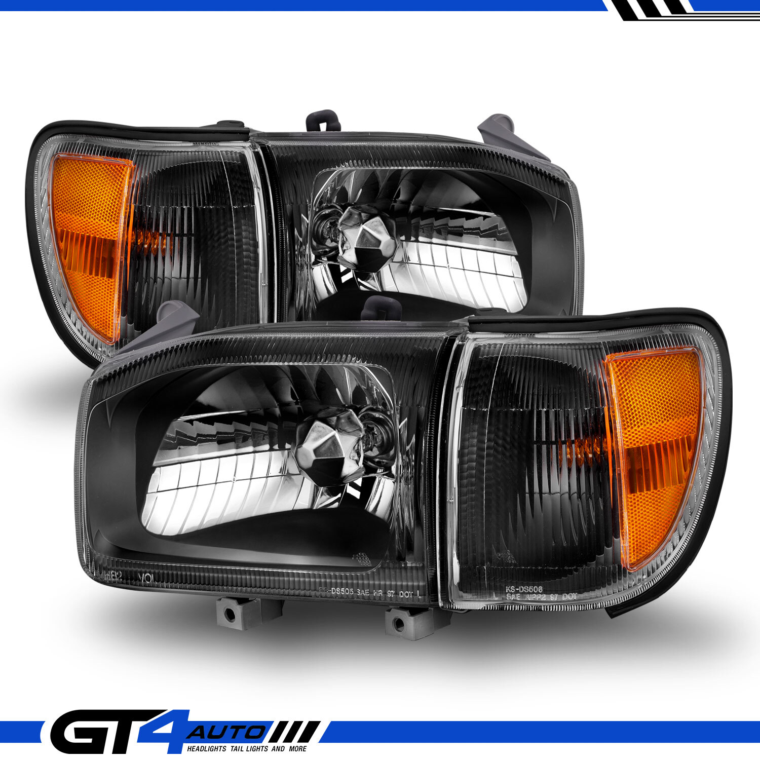 For 1999-2004 Nissan Pathfinder 4Dr Utility Black Headlight + Corner Lights Sets