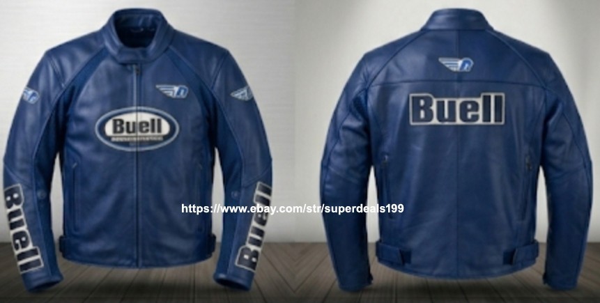 Buell American Motorbike Leather Jacket In Pure Cow Hide/5 Ce Approved Armour
