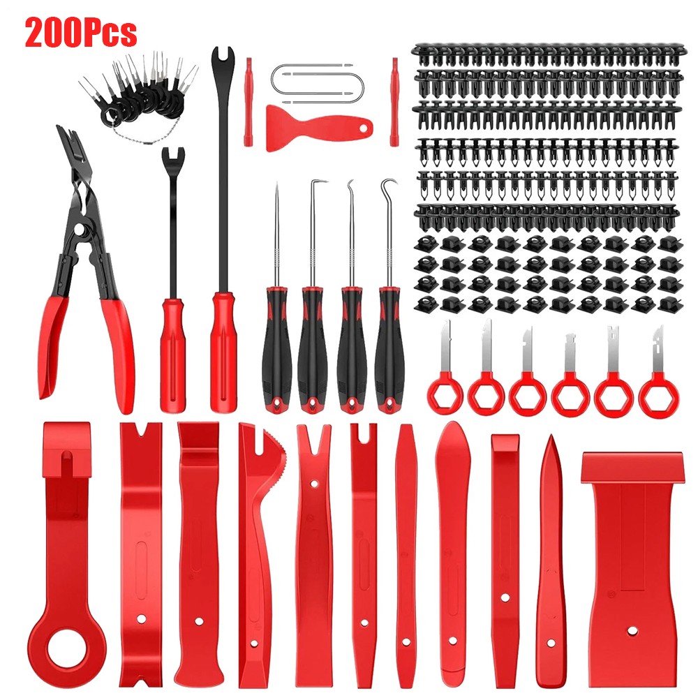 200Pcs Car Trim Removal Tool Set Hand Tools Pry Bar Panel Door Interior Clip Kit
