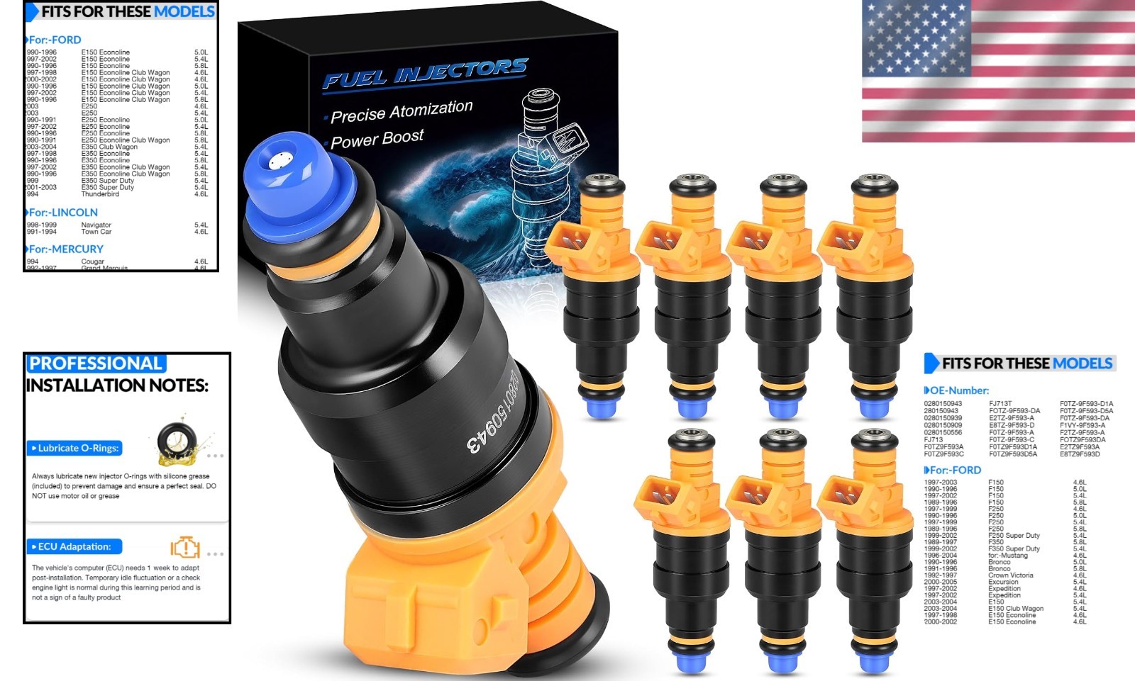 Ford Fuel Injectors Set of 8 for Enhanced Engine Performance & Fuel Savings
