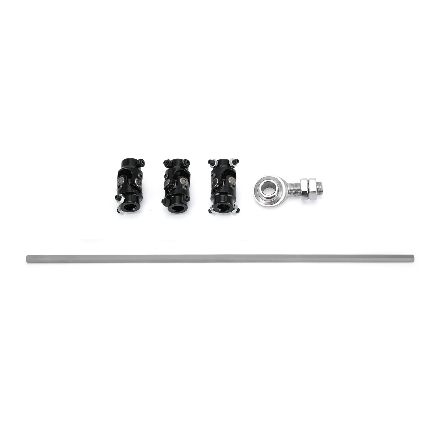 3 Black U Joint 36″ Solid Steel Steering Shaft 1″DD + 3/4″-30 X 3/4″DD GM Box