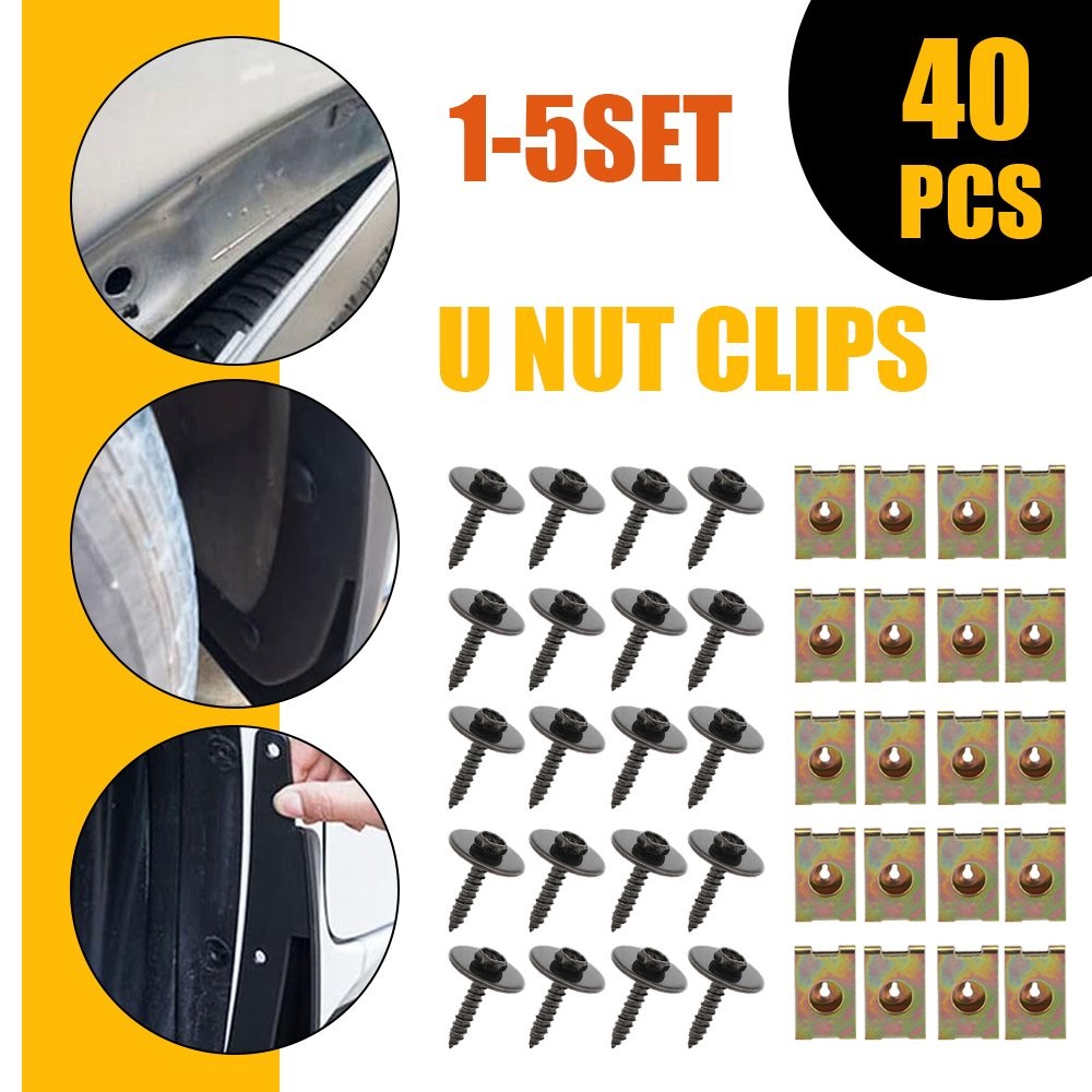 Metal Car Screw Body Fender Bumper Retainer U Nut Clips Gasket FastenerKit1-5set