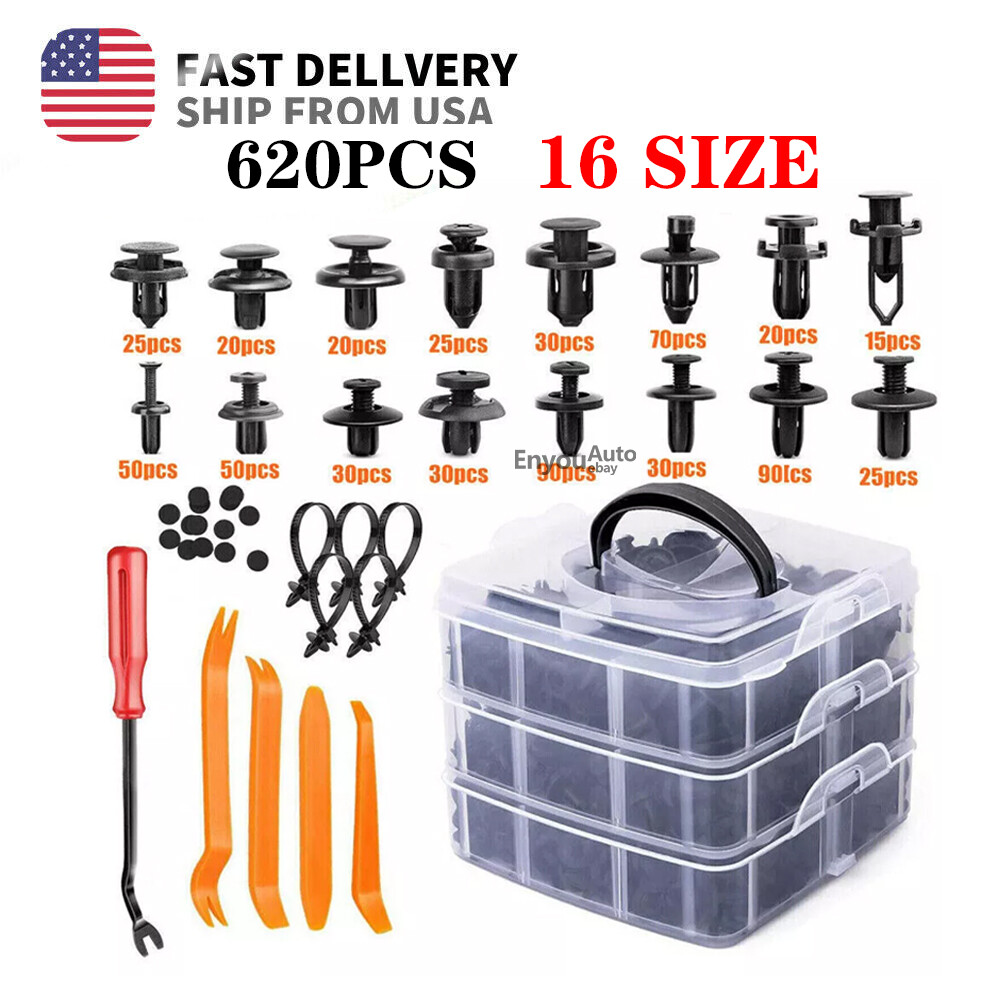 620Pcs Bumper Clips Retainer Auto Car Rivets Fastener Fender Push Pin Trim