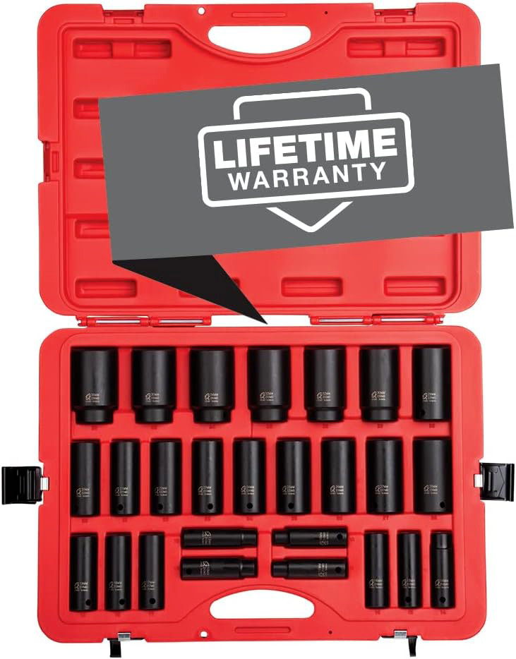 SUNEX TOOLS 2646 26 Piece 1/2″ Drive Deep Metric Impact Socket Set
