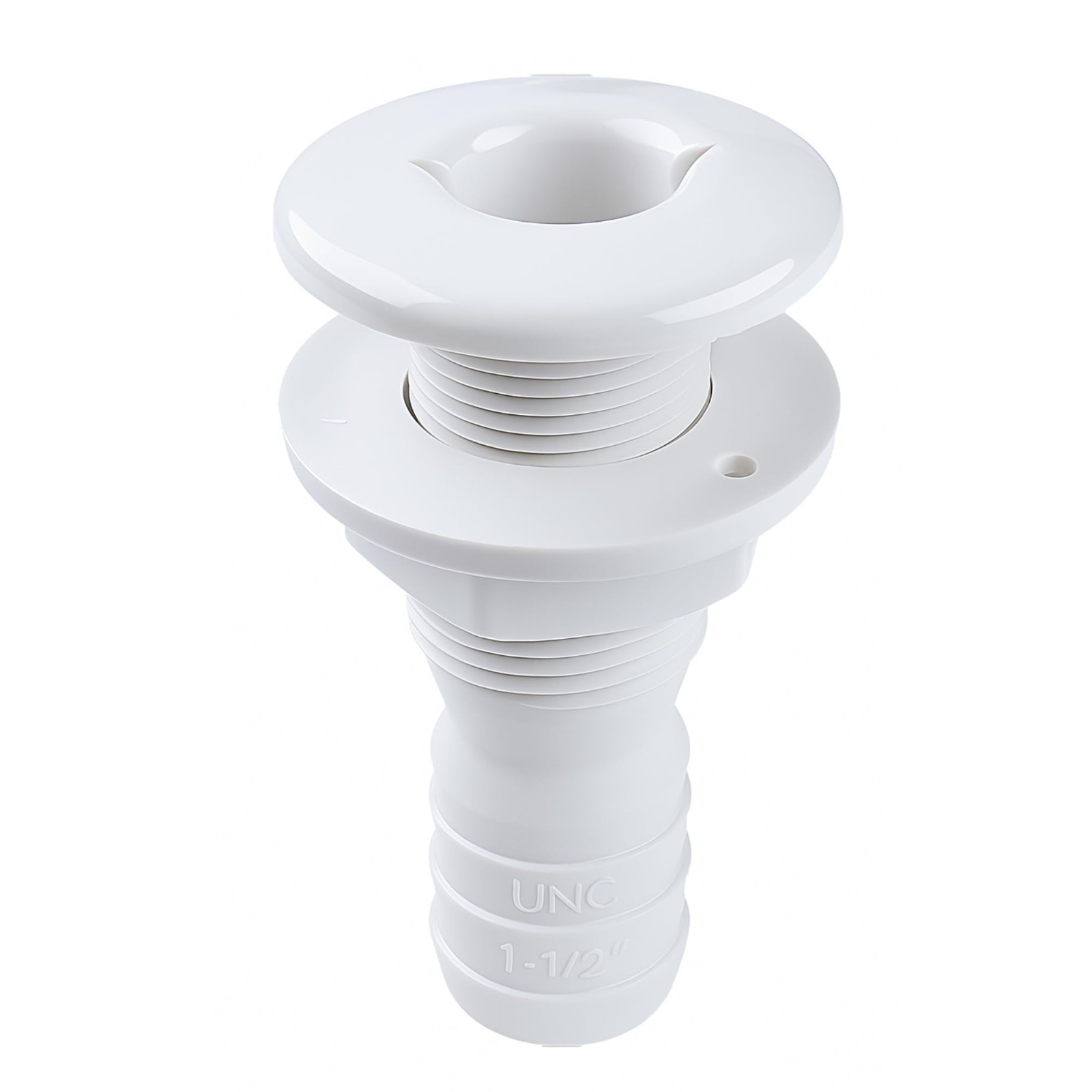 SEAFLO 1-1/2″ Marine Thru Hull Fitting White Polypropylene 4-Year Warranty