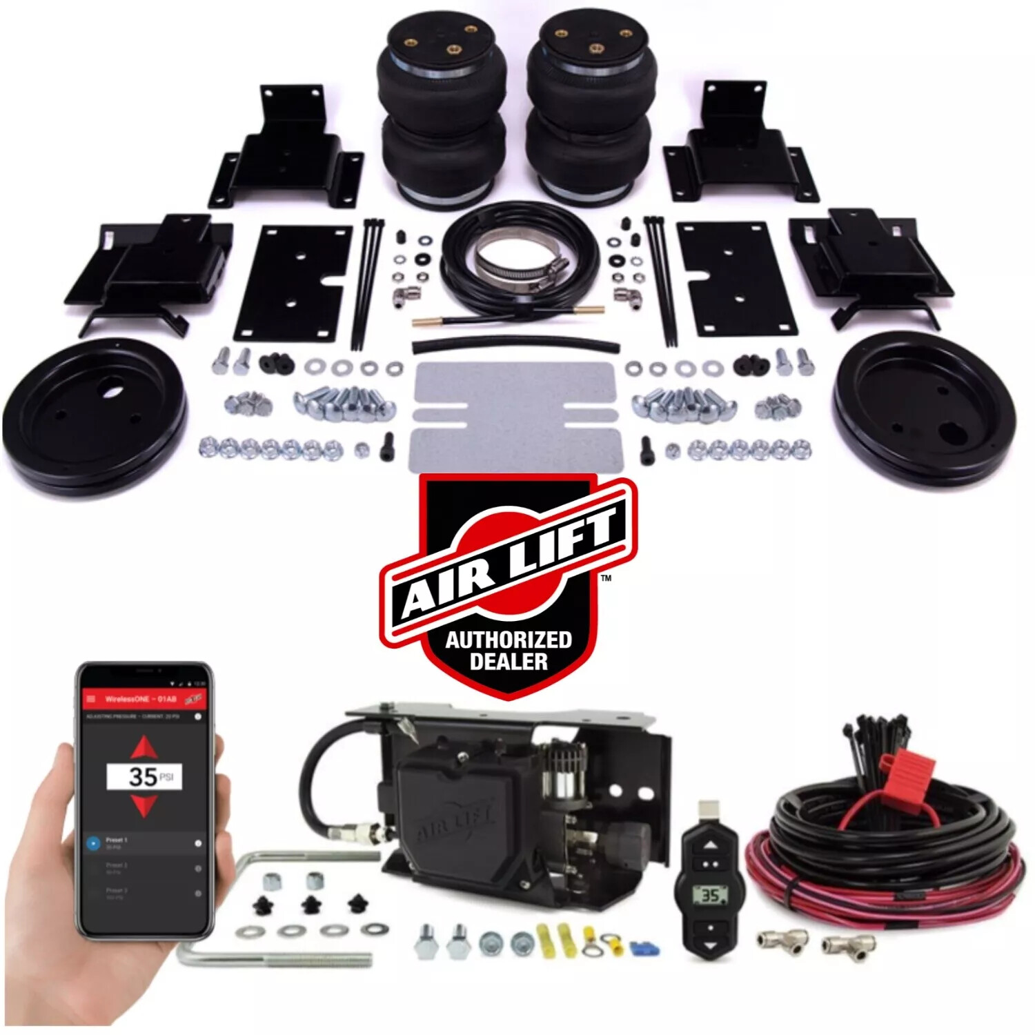 Air Lift LoadLifter5000 Bags Air & Wireless Compressor for 15-20 Ford F150 4×4