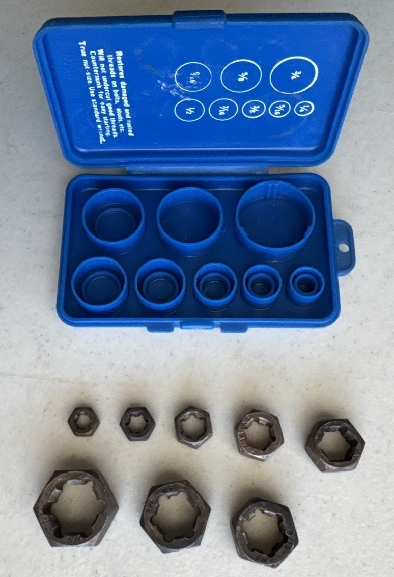 Vermont American Hex Rethreading Die Set, 8 Pieces Threads 5861, Made in USA