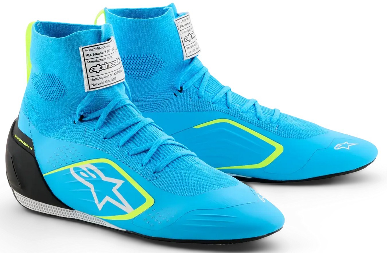 Alpinestars Supertech K FIA Mens Auto Shoes Blue/Black/White/Yellow