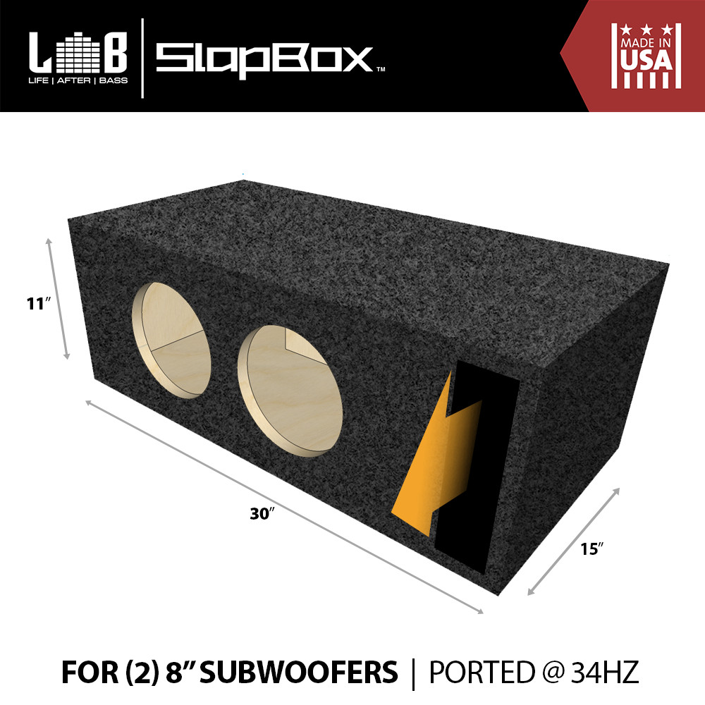 1.50 ft^3 @ 34Hz Ported ¾” MDF Subwoofer Enclosure Box for Dual 8″ Sub Woofers