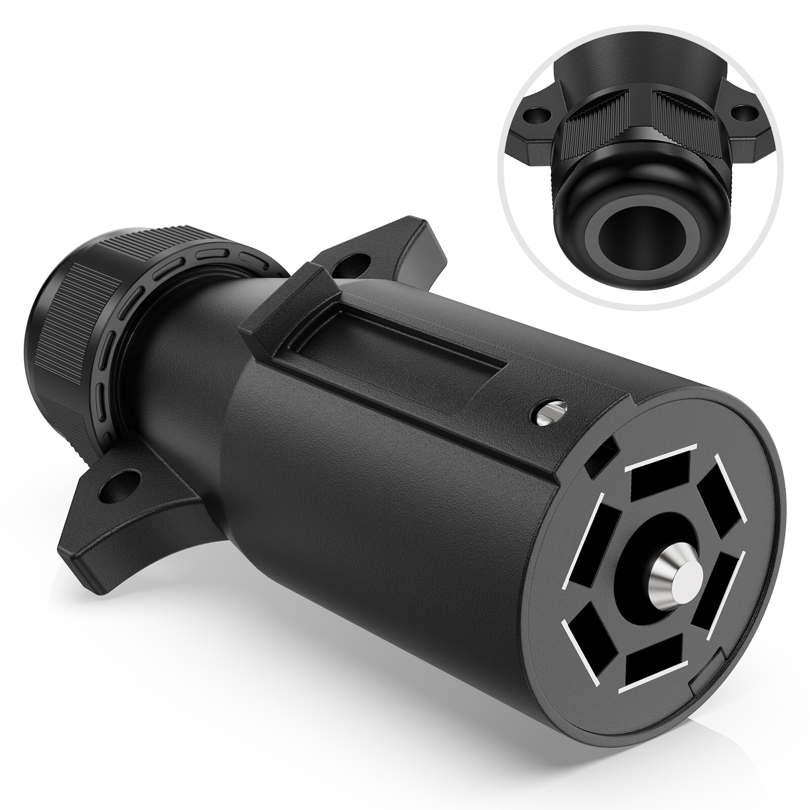 7 Pin RV Trailer Plug 7 Way Round Blade Connector Towing Wiring Adapter Socket